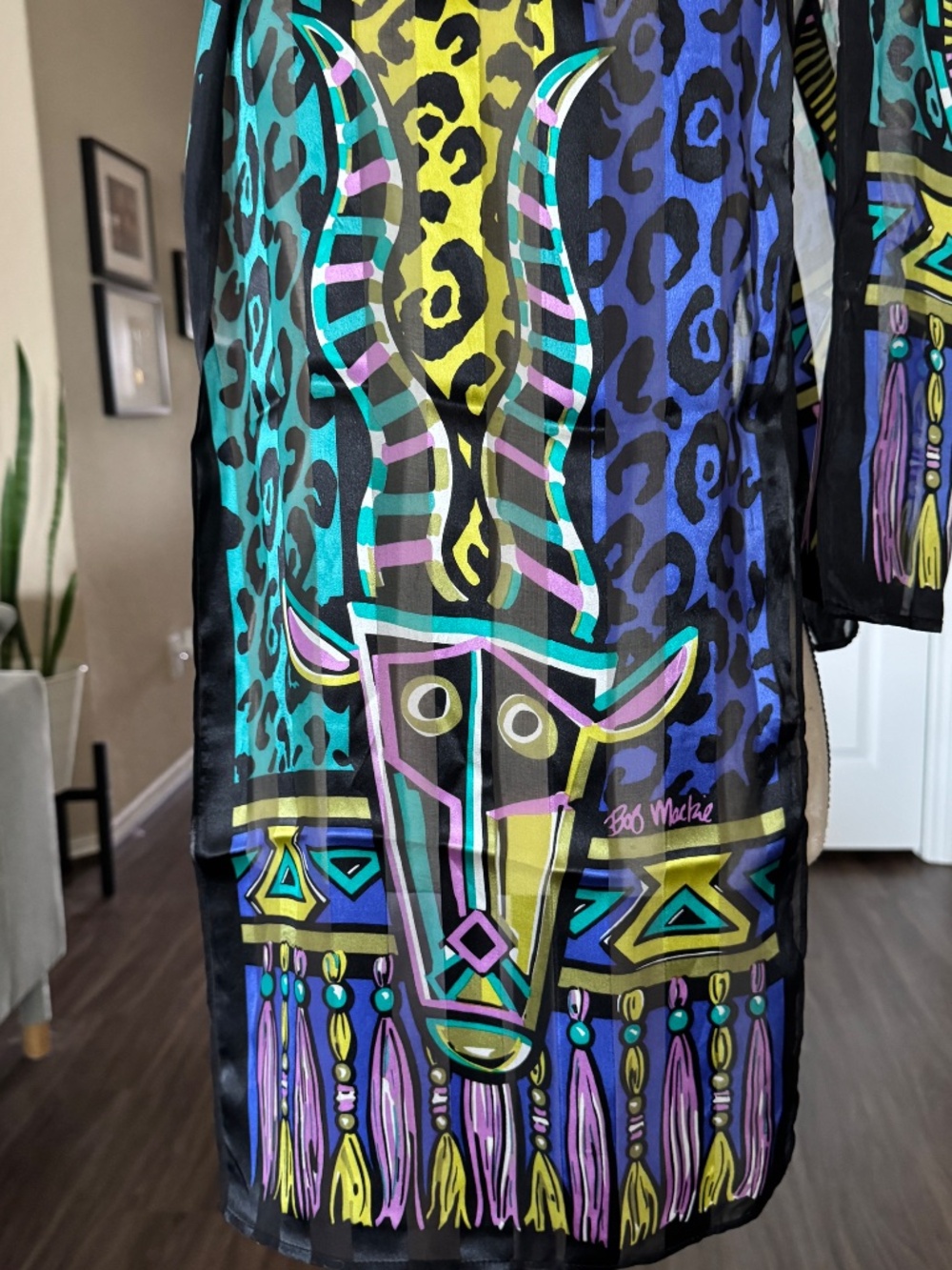 Vintage Bob Mackie Wearable Art Oblong Silk Scarf - Picture 3 of 6